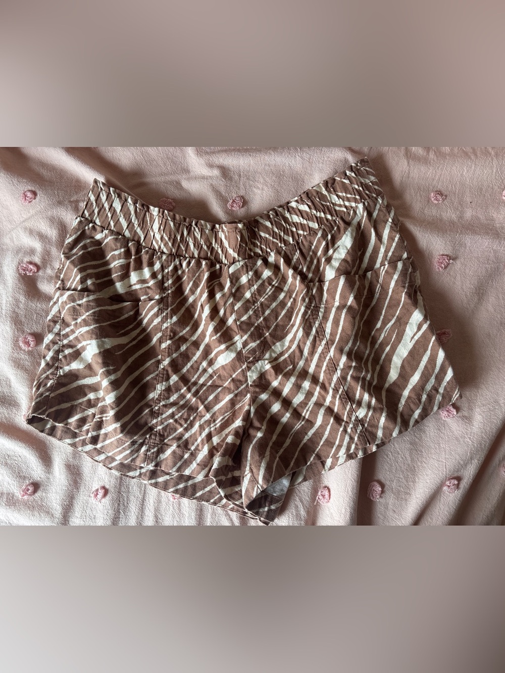 Brown and cream zebra print shorts